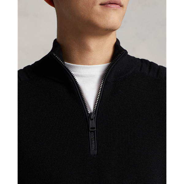 Polo Black Washable Wool Quarter-Zip Sweater RLX 6