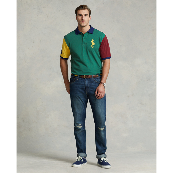 Verano Green Multi Big Pony Color-Blocked Mesh Polo Shirt Big & Tall 4