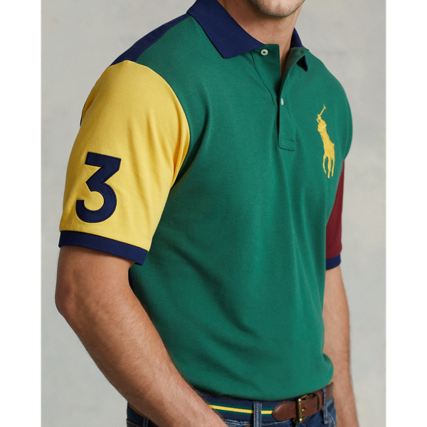 Verano Green Multi Big Pony Color-Blocked Mesh Polo Shirt Big & Tall 6