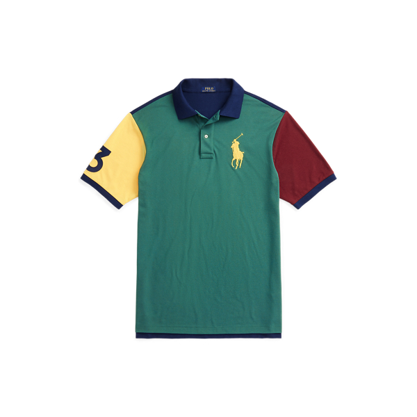 Verano Green Multi Big Pony Color-Blocked Mesh Polo Shirt Big & Tall 2