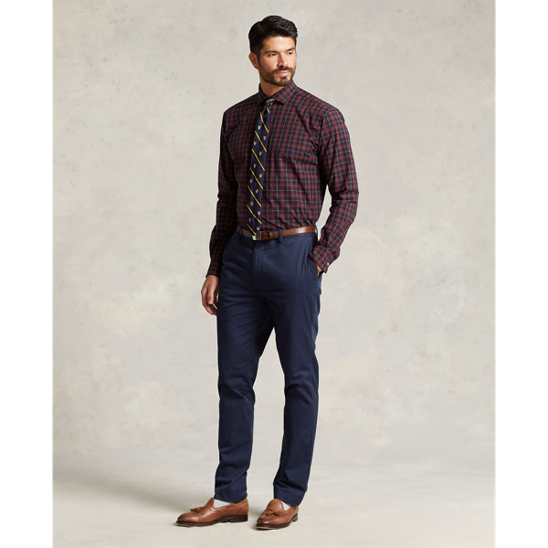 Burgundy/Navy Multi Plaid Stretch Poplin Shirt Big & Tall 4