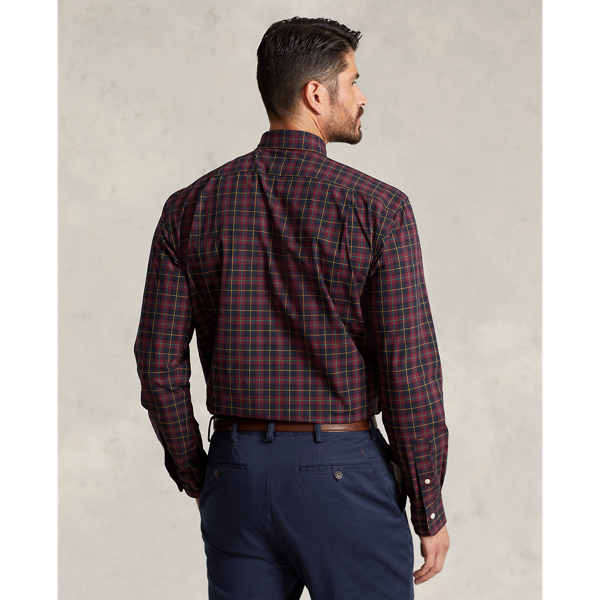 Burgundy/Navy Multi Plaid Stretch Poplin Shirt Big & Tall 5