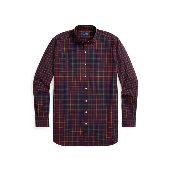 Burgundy/Navy Multi Plaid Stretch Poplin Shirt Big & Tall 2