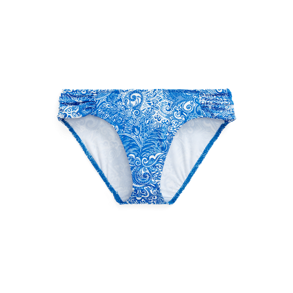 Royal Blue/White Print Shirred Hipster Bikini Bottom Lauren 2