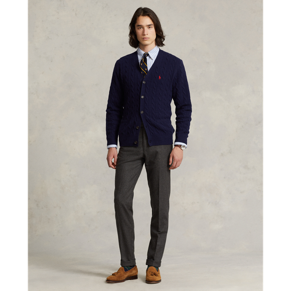 Hunter Navy Cable-Knit Wool-Cashmere Cardigan Polo Ralph Lauren 4