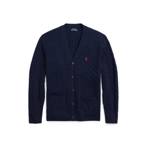 Hunter Navy Cable-Knit Wool-Cashmere Cardigan Polo Ralph Lauren 2