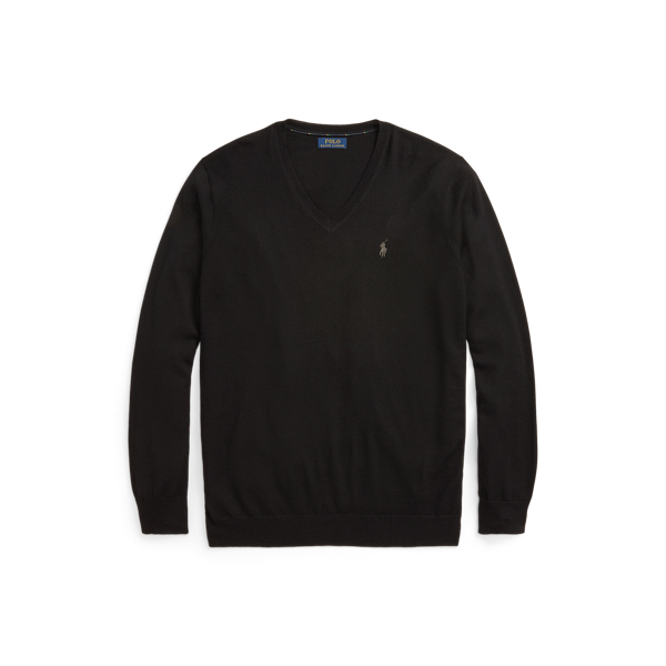 Wasbare wollen trui met V-hals Big & Tall in 1