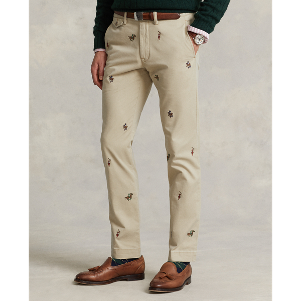 Stretch Slim Fit Embroidered Chino Pant 