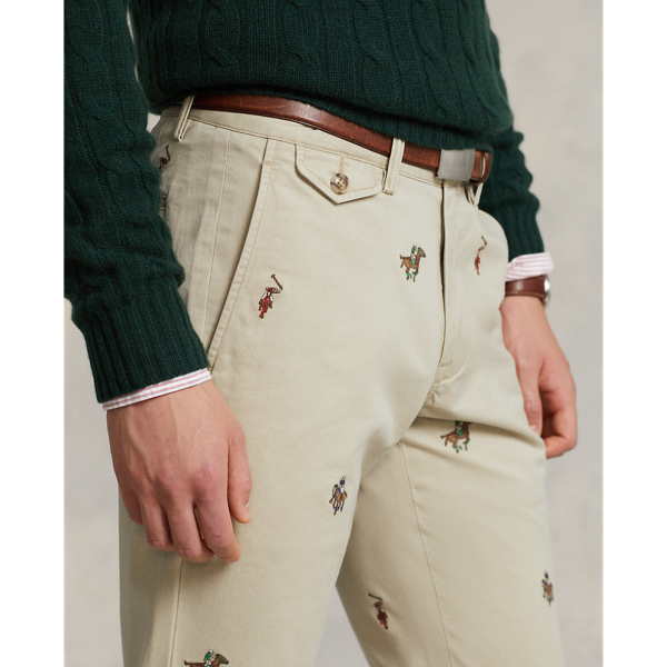 Stretch Slim Fit Embroidered Chino Pant