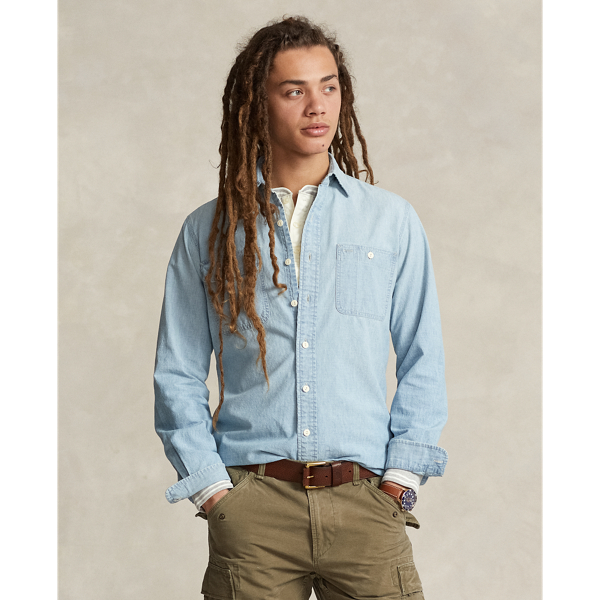 Indigoblaues Custom-Fit Arbeitshemd