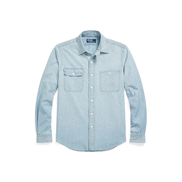 Indigoblaues Custom-Fit Arbeitshemd Polo Ralph Lauren in 1