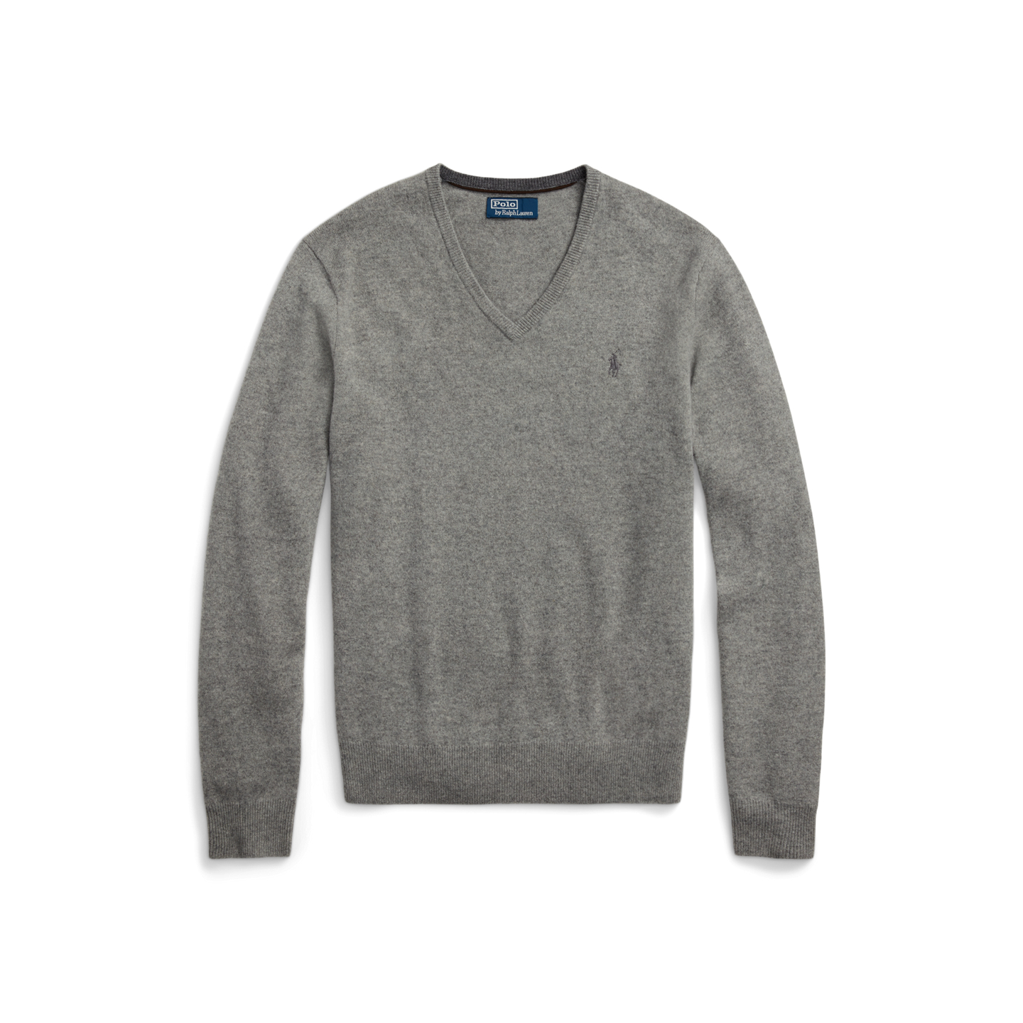 Мужской свитер Ralph Lauren Wool V-Neck, цвет: Палевый серый меланжевый — фото 4