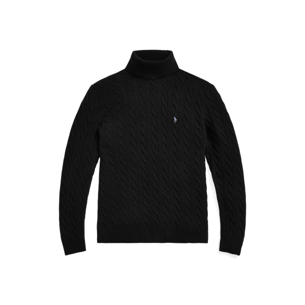 Cable Wool-Cashmere Turtleneck Sweater