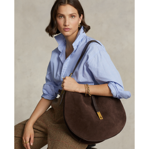 Schultertasche Polo ID aus Wildleder Polo Ralph Lauren in Schokoladenbraun 7