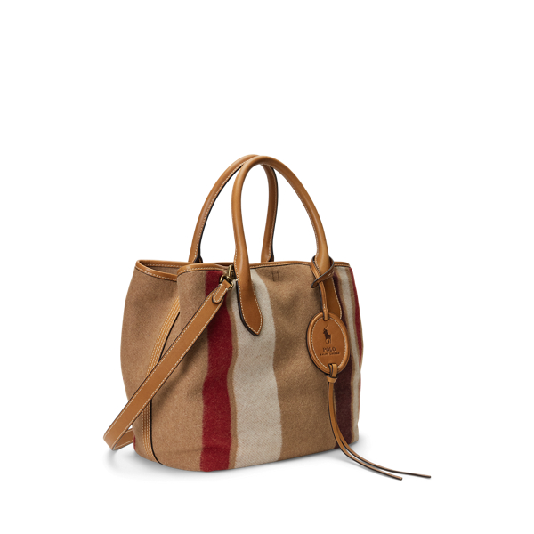 Natural/Red Striped Wool Medium Bellport Tote Polo Ralph Lauren 3