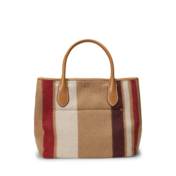 Natural/Red Striped Wool Medium Bellport Tote Polo Ralph Lauren 4
