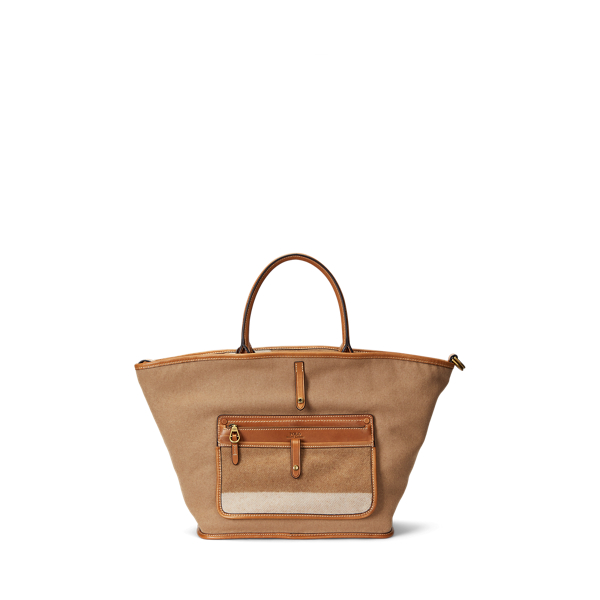 Natural/Red Striped Wool Medium Bellport Tote Polo Ralph Lauren 6