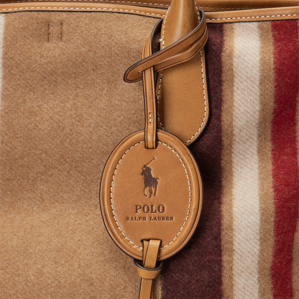 Natural/Red Striped Wool Medium Bellport Tote Polo Ralph Lauren 7