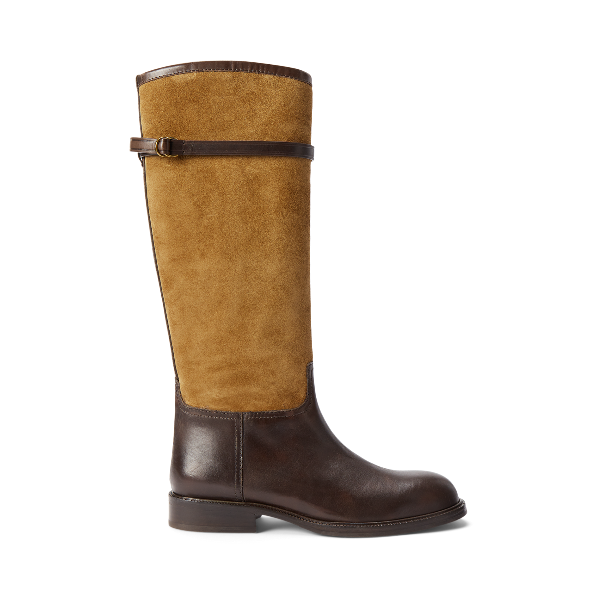 Two Tone Suede Leather Riding Boots