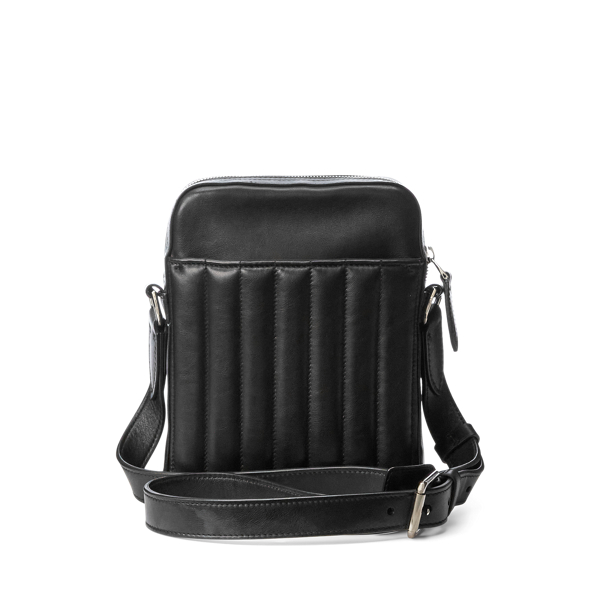 Umhängetasche aus gestepptem Leder Purple Label in Schwarz 4