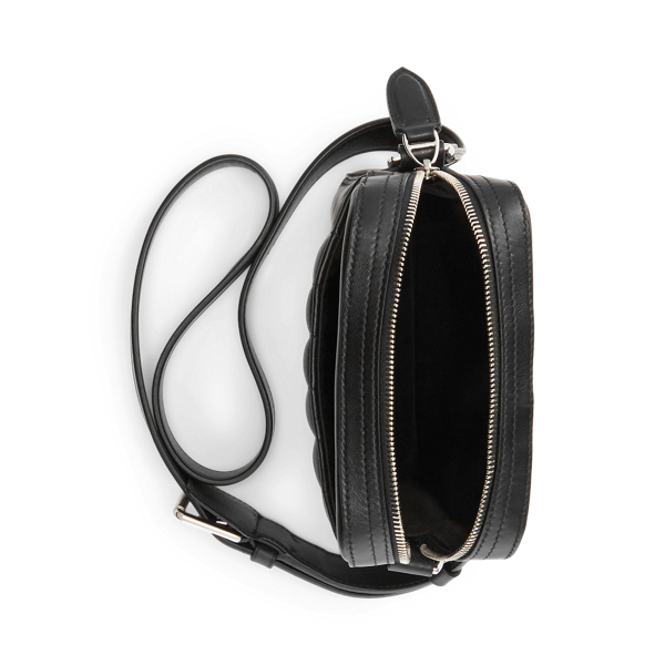 Umhängetasche aus gestepptem Leder Purple Label in Schwarz 5