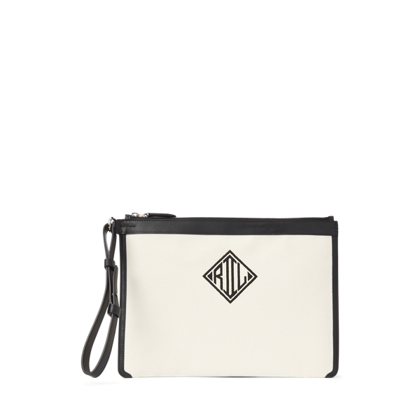 Cartera de mano de loneta con monograma