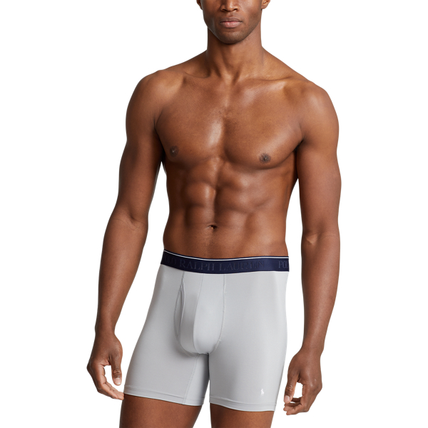 Black/Colby Blue/Grey Microfiber Boxer Brief 5-Pack Polo Ralph Lauren 5