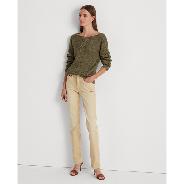 Olive Fern Cable-Knit Cotton-Blend Sweater Lauren 4