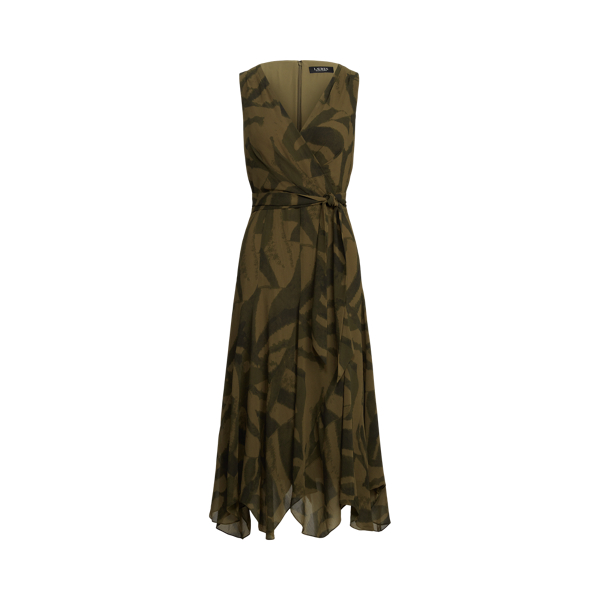 Belted Zebra-Print Georgette Dress Lauren 1