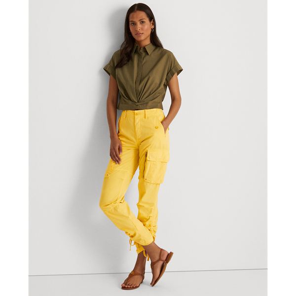 Yellow Lily Featherweight Twill Cargo Pant Lauren 1