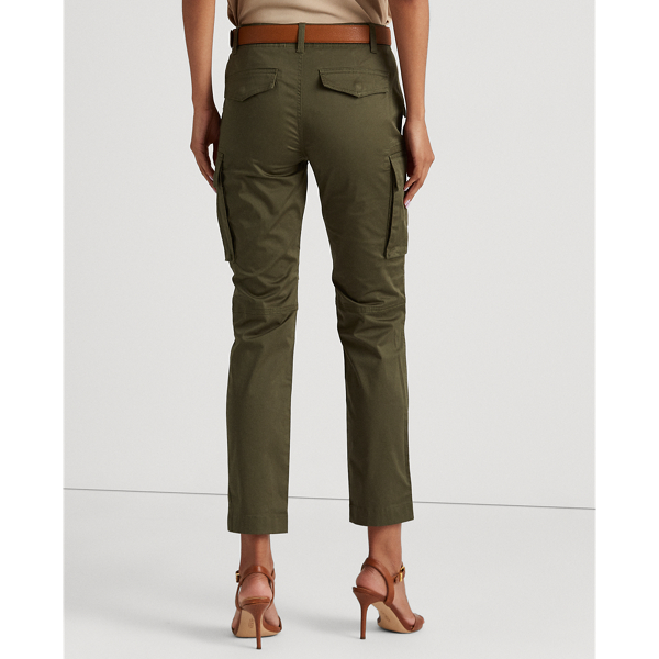 Dark Tropical Olive Cotton Sateen Cargo Pant Lauren 5