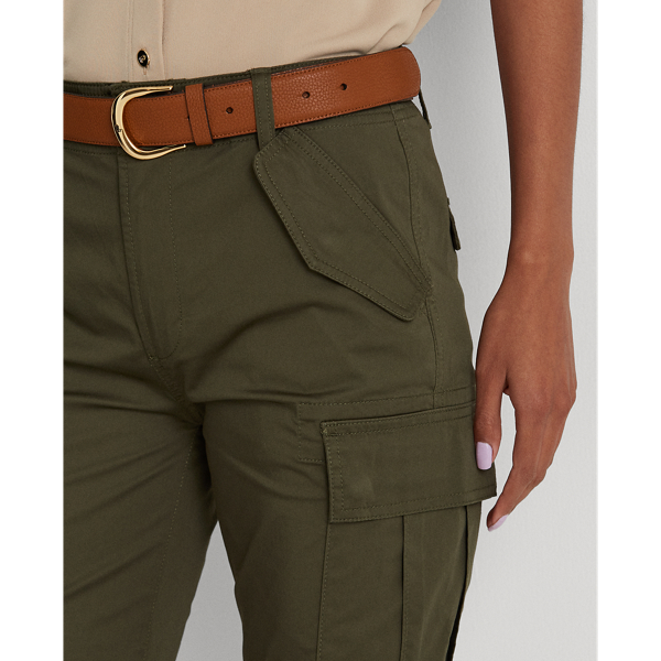 Dark Tropical Olive Cotton Sateen Cargo Pant Lauren 6