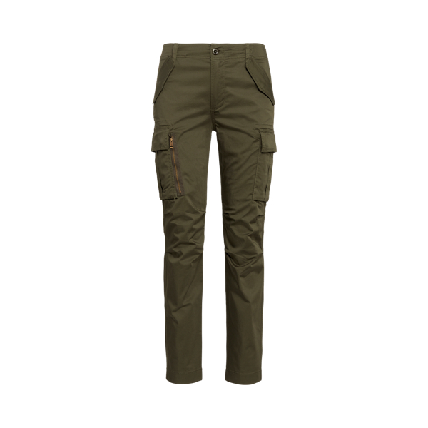 Dark Tropical Olive Cotton Sateen Cargo Pant Lauren 2