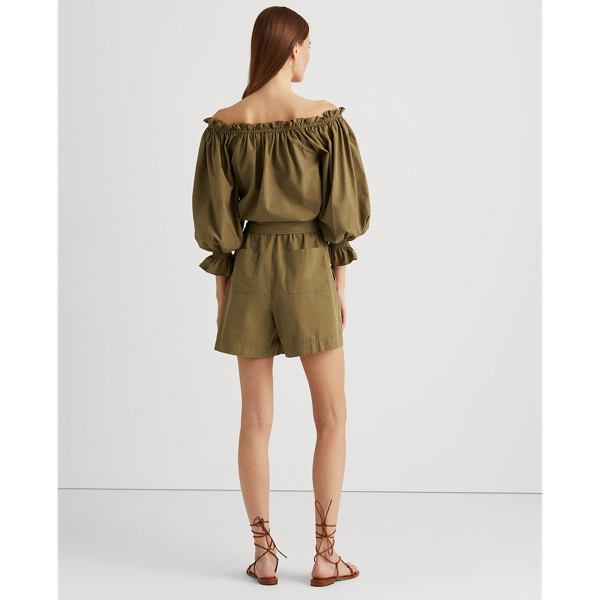 Olive Fern Off-the-Shoulder Cotton Romper Lauren 5