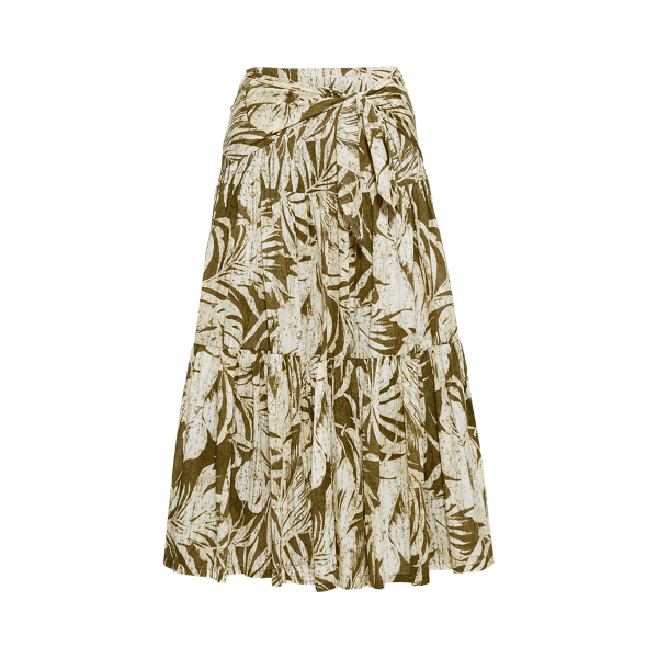 Palm Leaf&ndash;Print Cotton Voile Skirt Lauren 1