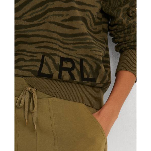 Olive Multi Zebra-Motif Cotton Sweater Lauren 5