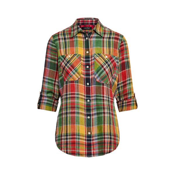 Plaid Linen Shirt Lauren Petite 1