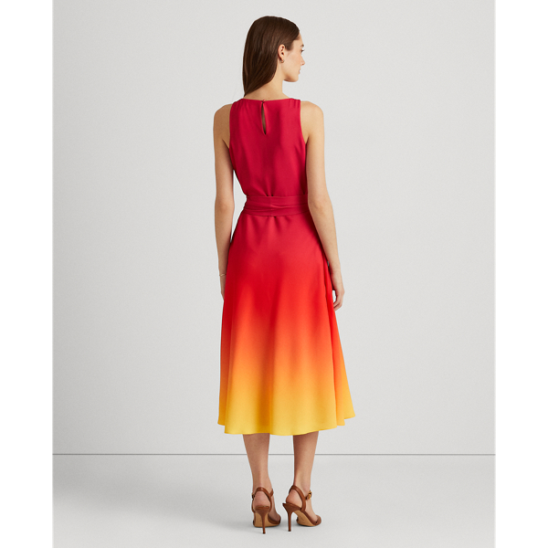 Pink/Orange/Yellow Ombr&eacute; Georgette Dress Lauren 5