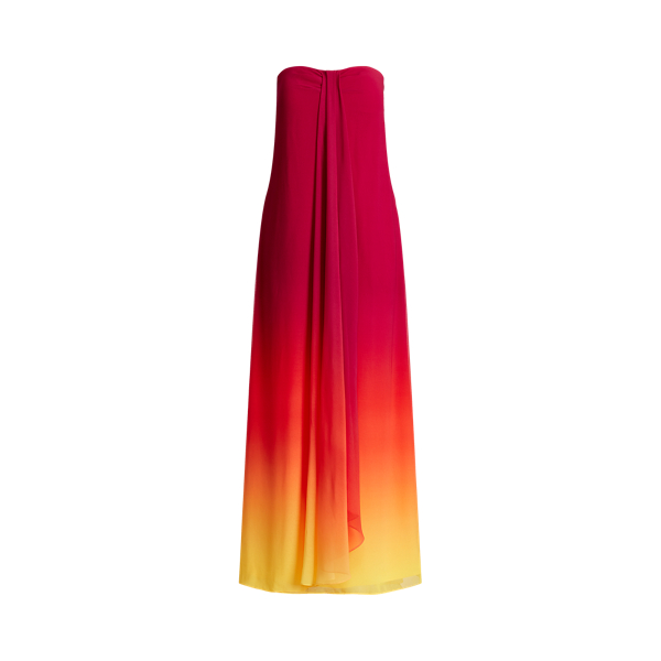 Pink/Orange/Yellow Ombr&eacute; Strapless Chiffon Gown Lauren 2