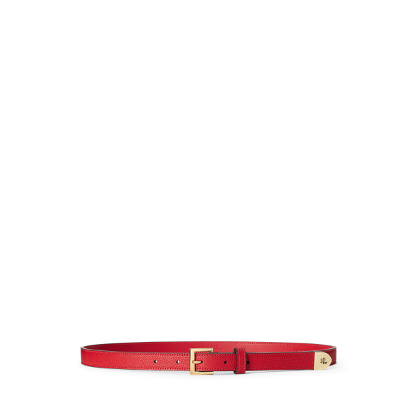 Logo-Tip Pebbled Leather Belt