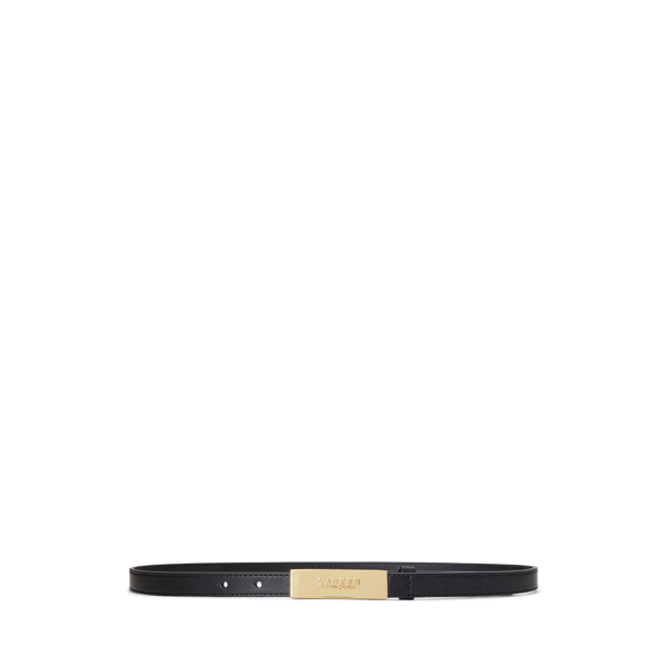 Black Logo Leather Skinny Belt Lauren 1