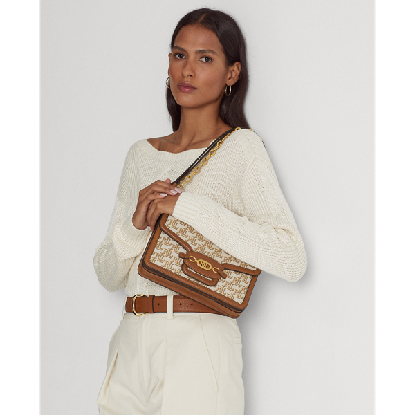 Khaki/Lauren Tan Monogram Jacquard Medium Sydnee Bag Lauren 7