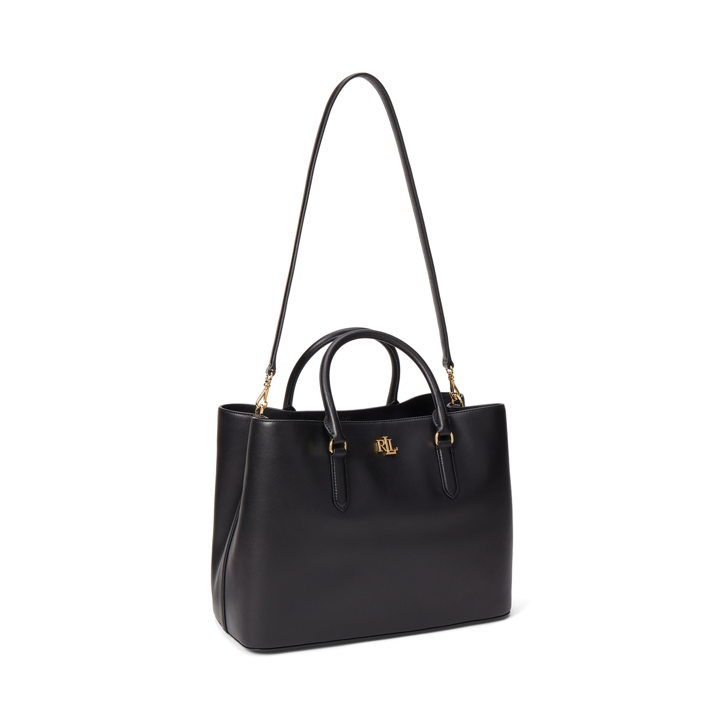 Женская сумка Ralph Lauren Leather Large Marcy Satchel, цвет: Чёрный — фото 1