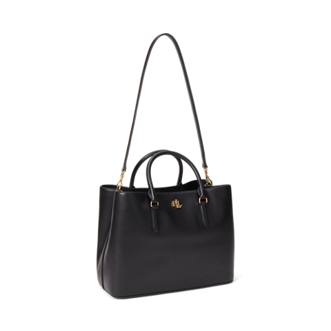 Женская сумка Ralph Lauren Leather Large Marcy Satchel, цвет: Чёрный