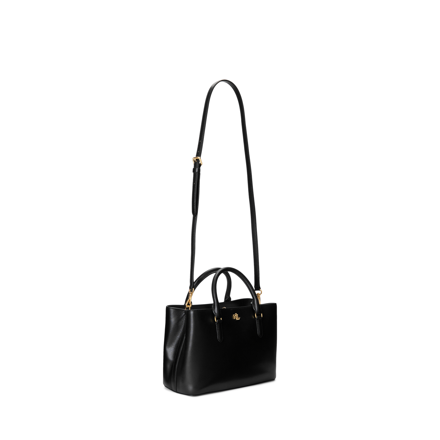Женская сумка Ralph Lauren Leather Small Marcy Satchel, цвет: Чёрный — фото 1