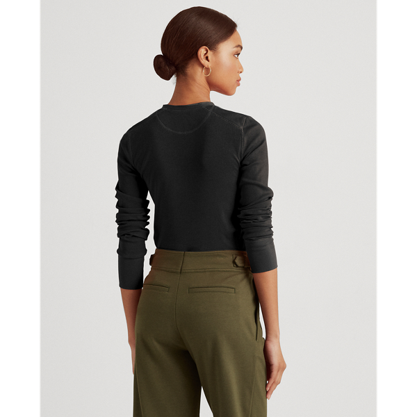 Stretch Cotton Henley Top