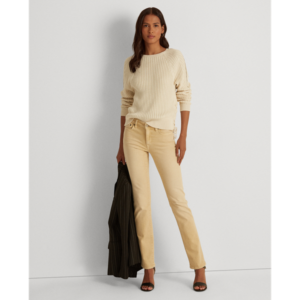 Mascarpone Cream Linen-Blend Sweater Lauren 4