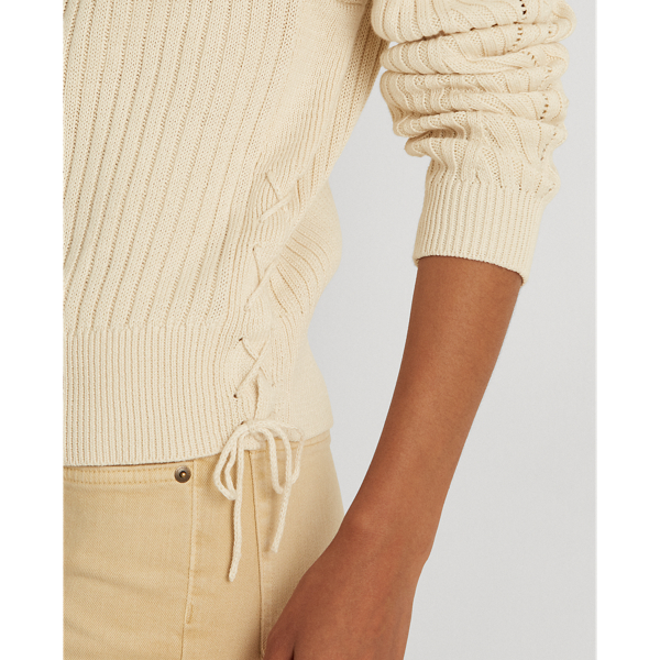 Mascarpone Cream Linen-Blend Sweater Lauren 6
