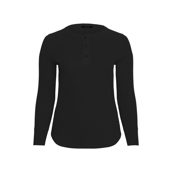 Stretch Cotton Henley Top