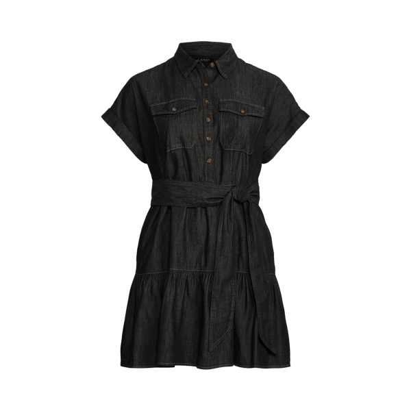 Denim Short-Sleeve Shirtdress Lauren Woman 1
